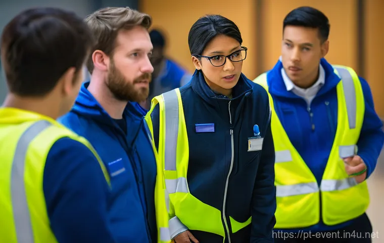 이벤트기획 현장에서의 위기 관리 - **Prompt 2: Seamless Contingency Plan Execution**
    "A tense but controlled scene at a large, vibr...